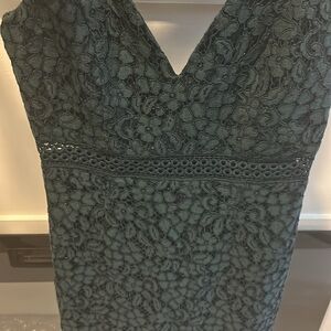 Bardot Botanical Lace Dress in Holiday Green